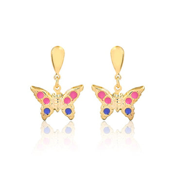 18K Gold Layered Oro Laminado Two-Tone Hoops Kids Earrings 21.0151